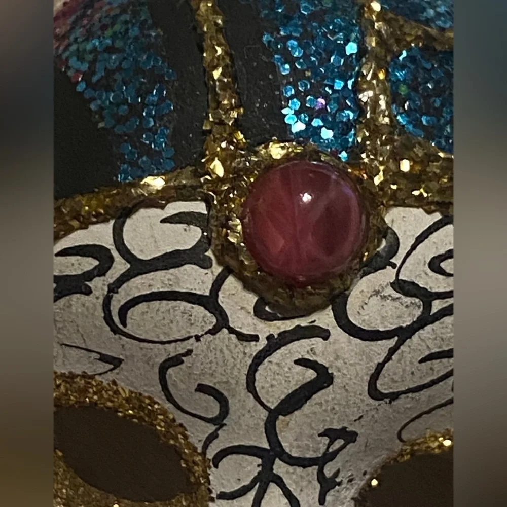 Pink Star Sapphire Glass Ceramic Masquerade Mask Brooch #7062 💋 SALE